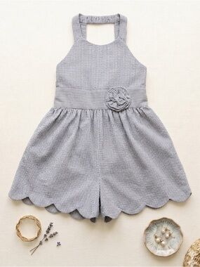 Bonnie Jean Gray Striped Girls Romper